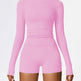 Women's Four Seasons Sports Suit, Women's Long Sleeve Round Neck Sports T-shirt And High Waist Tight Shorts Yoga Suit. EX-STOCK