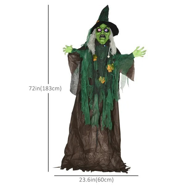 Size Outdoor Halloween Decoration Witch, Animated Prop Decor With Sound And Motion Activated, Light Up Eyes, Creepy Sound EX-STOCK Canada 