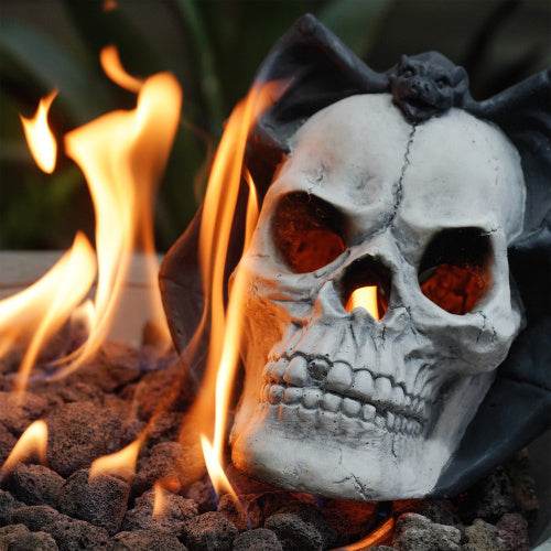 Fire Pit Demon Skull Gas Log For Ventless  Vent Free, Propane, Gel, Ethanol, Electric, Outdoor Fireplace And Fire Pit, Halloween Decor - Patent Pending EX-STOCK