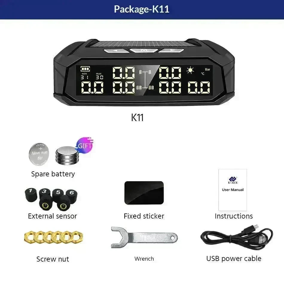 Auto Solar External Tire Pressure Monitor 6 Tire RV Trucks Car Vehicle EX-STOCK