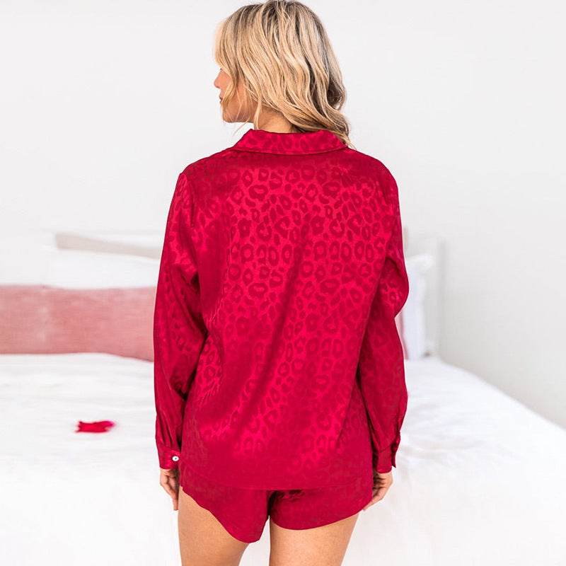 Lapel Long Sleeve Shorts Pajamas For Women EX-STOCK