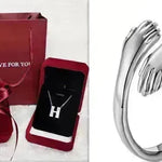 Alloy Simple Hands Hug Ring Opening Adjustable Jewelry