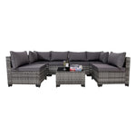 7 Pieces Outdoor Rattan Patio Sectional Set, Black Wicker Furniture Conversation Sets With Washable Cushions & Glass Coffee Table For Garden, Poolside, Backyard EX-STOCK Canada 