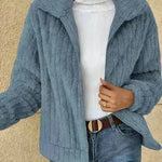 Fall Winter Casual Women Thick Fleece sherpa  Lapel  Cardigan sweater Jacket