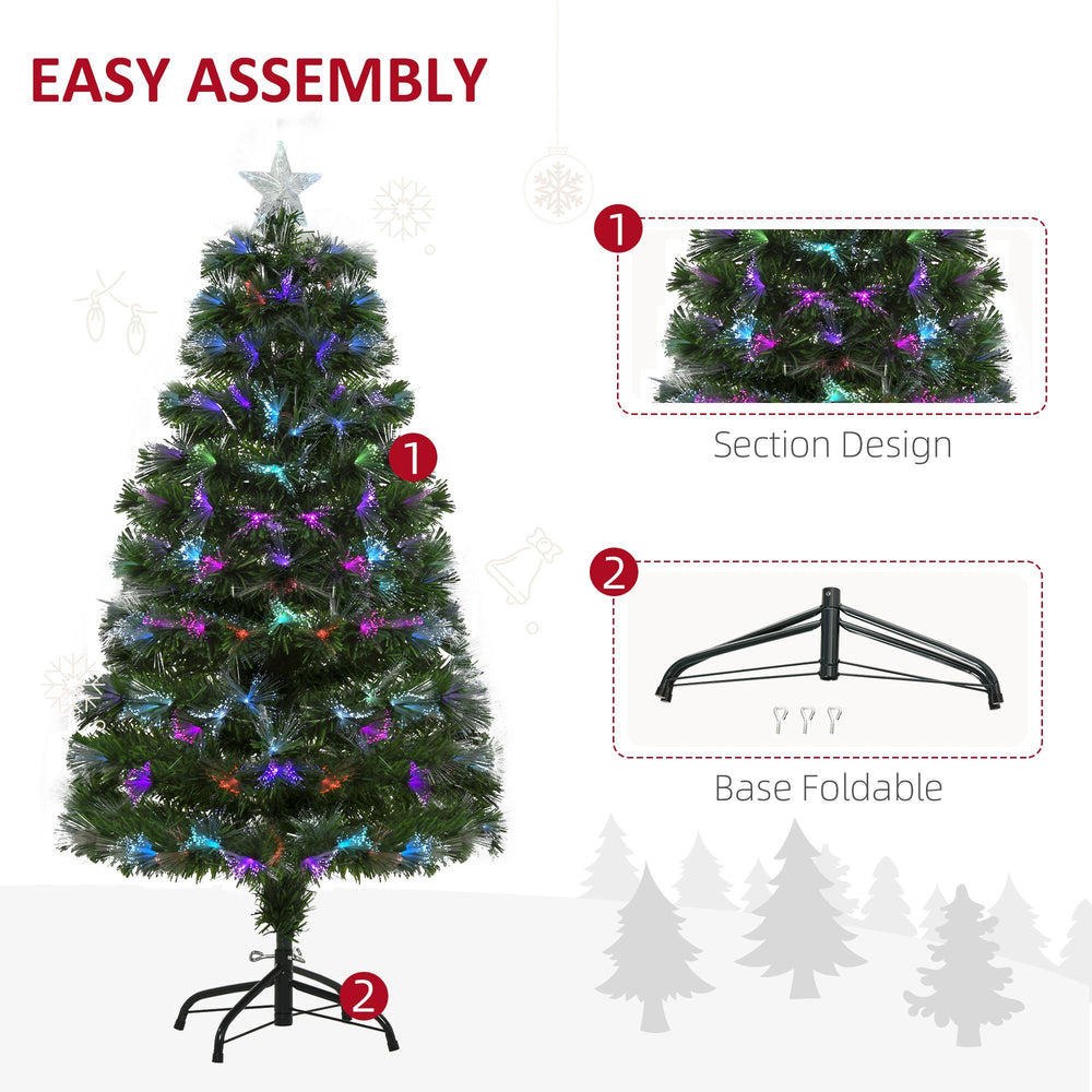 4ft Pre-Lit Optic Fiber Xmas Tree Artificial Spruce Tree Top Star EX-STOCK Canada 