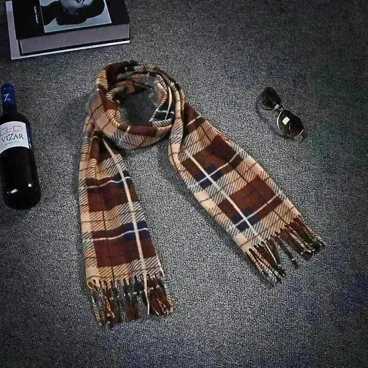 Handmade Autumn And Winter Velvet Fleece Plaid Scarf - EX-STOCK CANADA