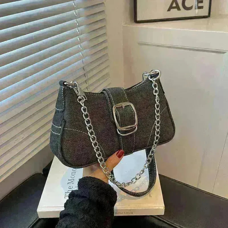 Denim Shoulder Bags Women's Fashion Chains Handbag Crossbody Bags Small Square Armpit Bag - EX-STOCK CANADA