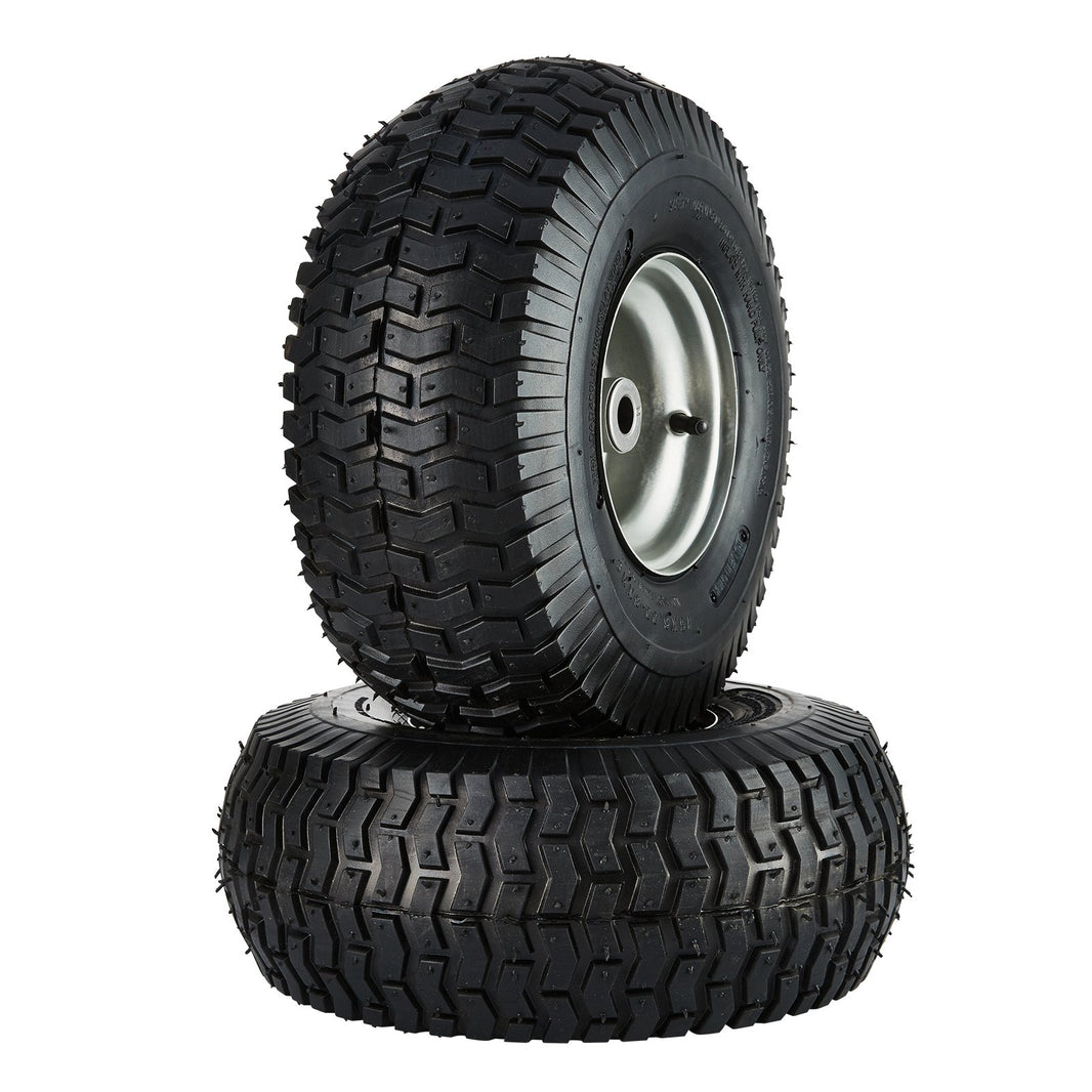 Lawn Mower Tires, 15x6-6' Lawn Tractor Tires, 2-Pack Tire And Wheel Assemblies, Turf Pneumatic Tires With 3' Centered Hub And 3/4' Bushing Size, 16 PCS Adapters For Riding Mowers Lawn Tractors EX-STOCK Canada 
