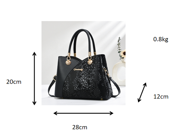 Bolso de hombro con patrón de mano - Gran capacidad, cierre de cremallera, forro con patrón de piedra, material principal poliéster, principalmente para mujerEX-STOCK Canada 