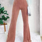 High Waist Lamp Wick Corduroy Bell-bottom Pants Wide Leg Women - EX-STOCK CANADA