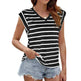 Fashion Stripe Print V-neck Short-sleeved T-Shirt Summer Loose Casual top for Women - EX-STOCK CANADA