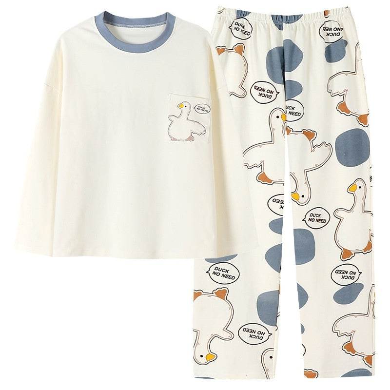 Cartoon Loose And Cute Long-sleeved Pajamas For Women Spring Autumn Set Casual Homewear Outerwear - EX-STOCK Canada