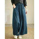 Wide-leg Baggy Jeans Pant Elastic Waist Washed Wear-white Loose Slimming And All-matching Trousers For Women - EX-STOCK CANADA