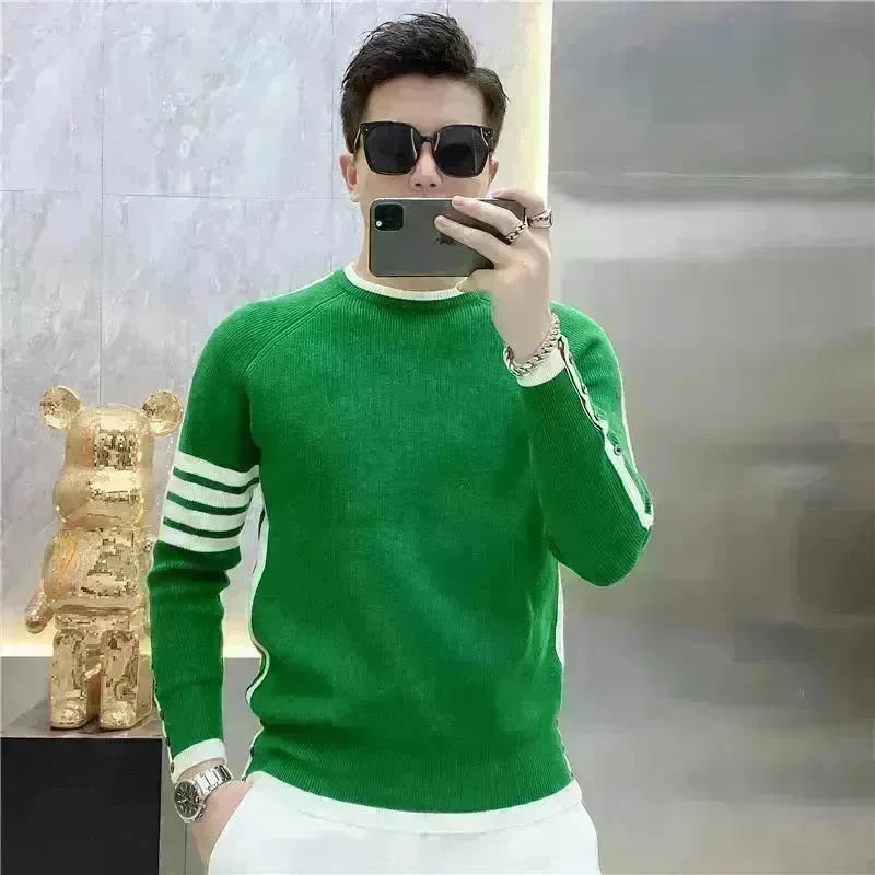Simple All-match Slim fit Round Neck Pullover Sweater top for men - EX-STOCK CANADA