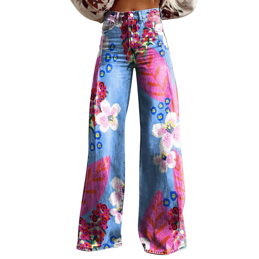 American And European-style Womens Flared Denim Jeans Made From Pure Cotton 