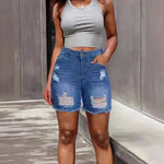 Denim With Hole Shorts For Women - EX-STOCK CANADA