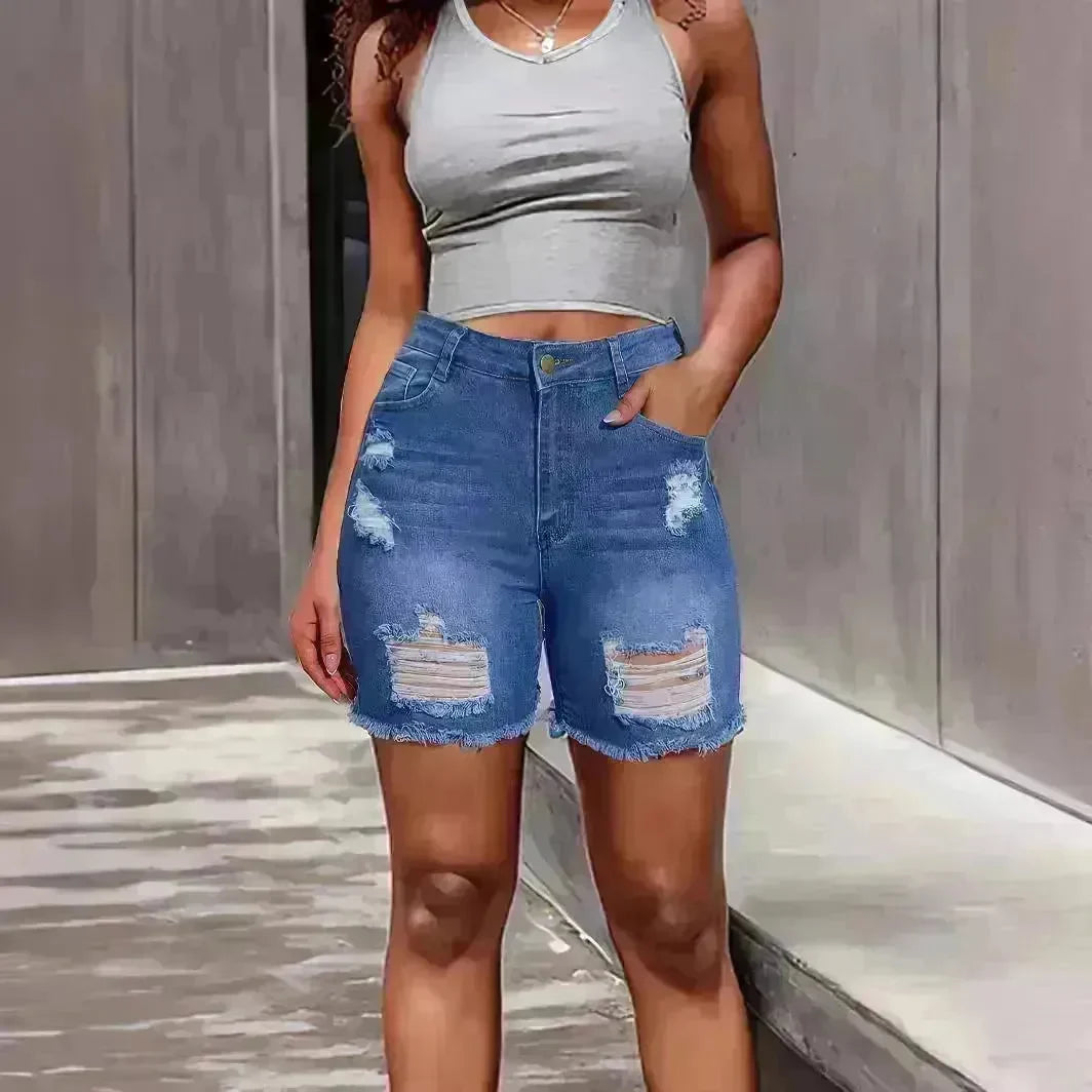 Denim With Hole Shorts For Women - EX-STOCK CANADA