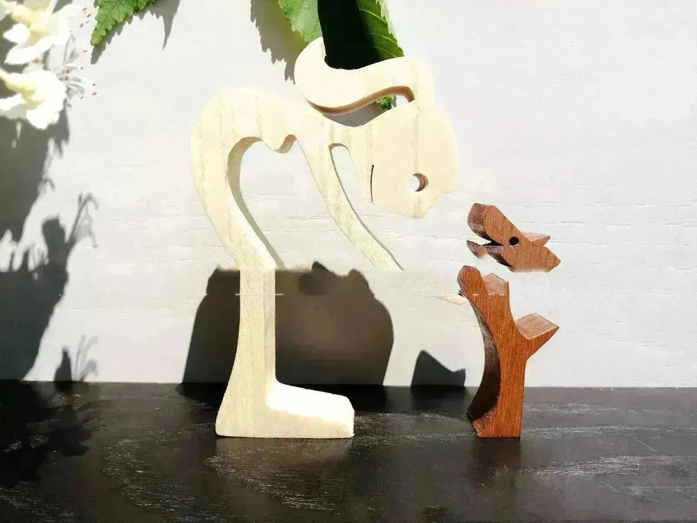 DIY Figurine Wood Dog Ornament Sculpture Home Decoration A Man A Dog Wood Sculpture Christmas Gifts Model Decor - EX-STOCK CANADA