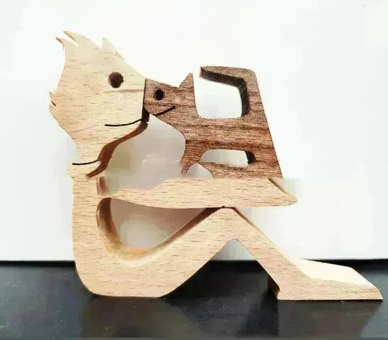DIY Figurine Wood Dog Ornament Sculpture Home Decoration A Man A Dog Wood Sculpture Christmas Gifts Model Decor - EX-STOCK CANADA