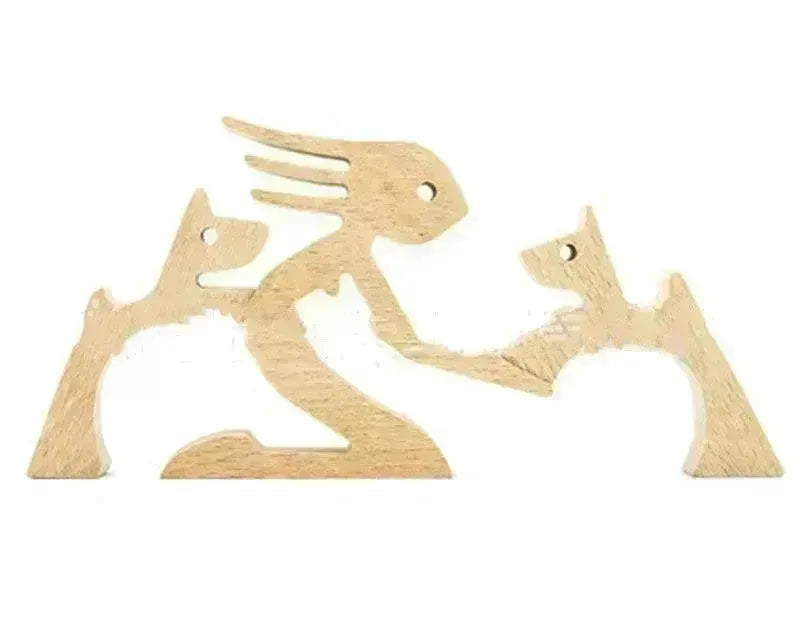 DIY Figurine Wood Dog Ornament Sculpture Home Decoration A Man A Dog Wood Sculpture Christmas Gifts Model Decor - EX-STOCK CANADA
