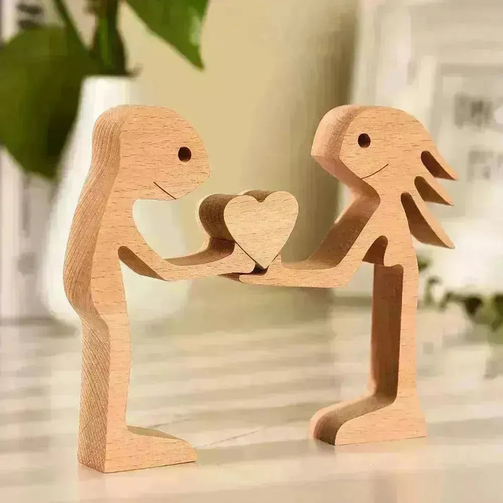 DIY Figurine Wood Dog Ornament Sculpture Home Decoration A Man A Dog Wood Sculpture Christmas Gifts Model Decor - EX-STOCK CANADA