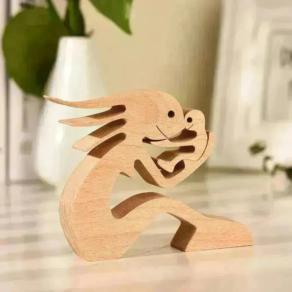 DIY Figurine Wood Dog Ornament Sculpture Home Decoration A Man A Dog Wood Sculpture Christmas Gifts Model Decor - EX-STOCK CANADA