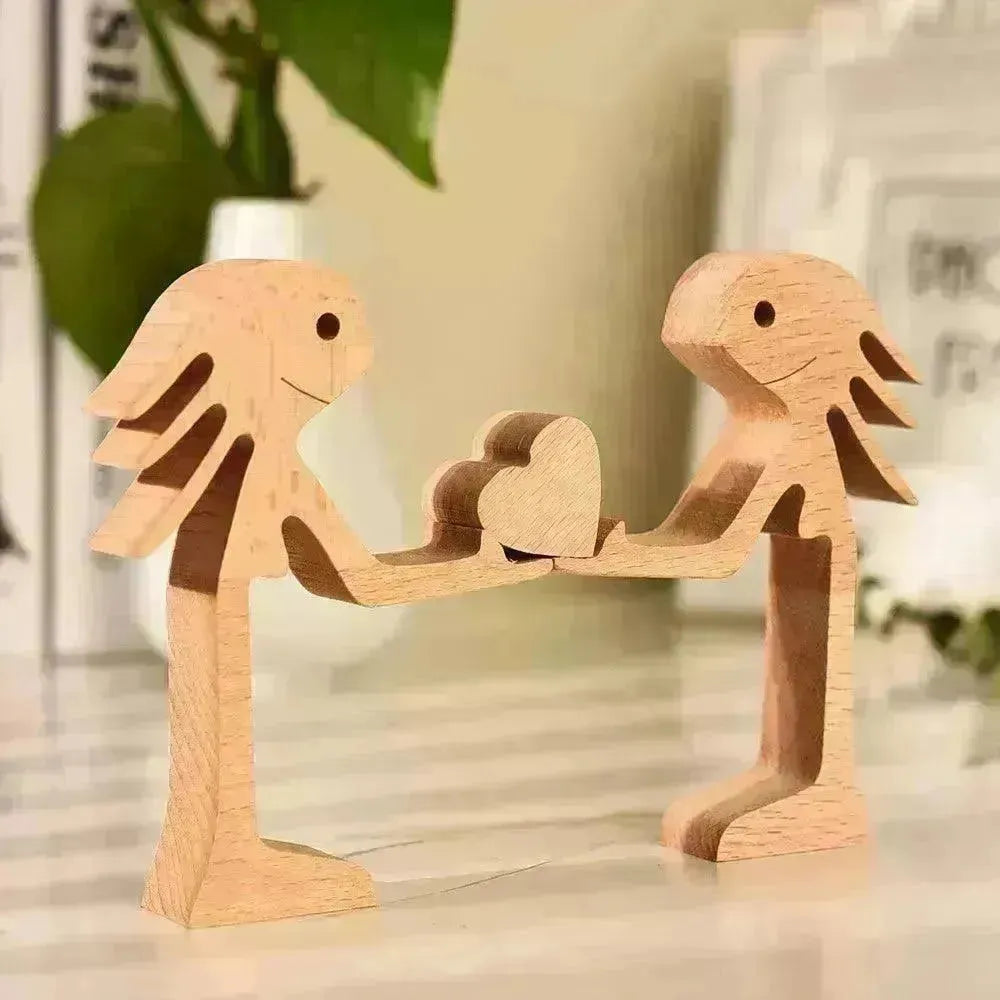 DIY Figurine Wood Dog Ornament Sculpture Home Decoration A Man A Dog Wood Sculpture Christmas Gifts Model Decor - EX-STOCK CANADA