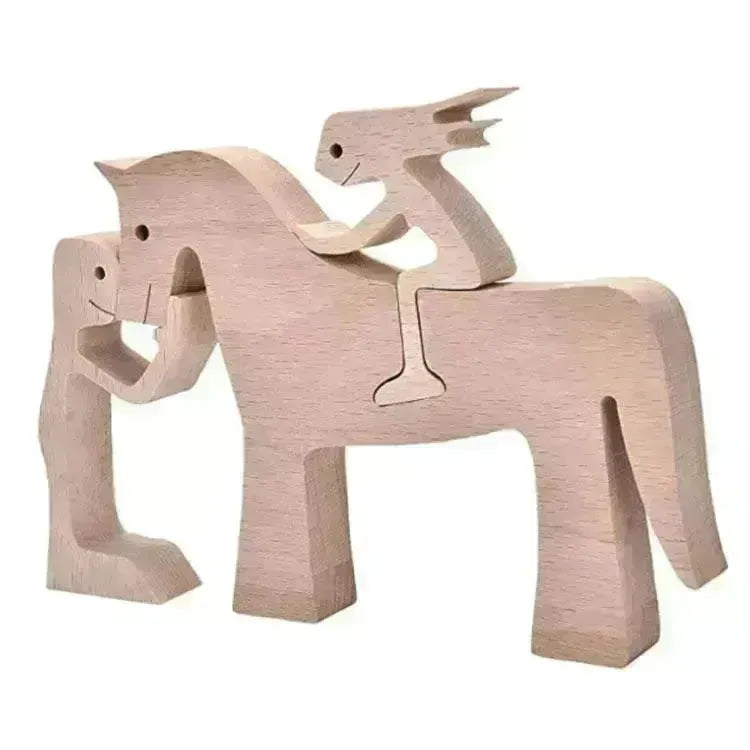 DIY Figurine Wood Dog Ornament Sculpture Home Decoration A Man A Dog Wood Sculpture Christmas Gifts Model Decor - EX-STOCK CANADA