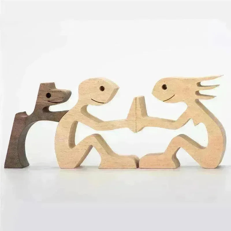 DIY Figurine Wood Dog Ornament Sculpture Home Decoration A Man A Dog Wood Sculpture Christmas Gifts Model Decor - EX-STOCK CANADA