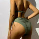 Drawstring Design Tube Bikini Summer Solid Color Sexy Swimsuit For Beach Party Womens Clothing - EX-STOCK CANADA