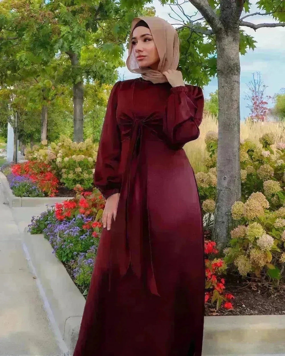 Dubai Middle East Kaftan Abaya Turkey Satin Dress. - EX-STOCK CANADA