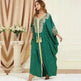 Dubai Turkey Arab Green Gilding Batwing Sleeve Bow Tie Stitching Middle East Popular Plus Size Tassel Split Dress - EX-STOCK CANADA
