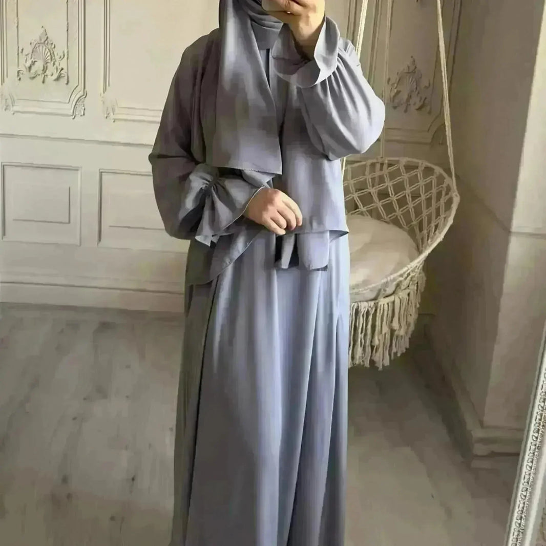 Dubai Turkey Solid Color Small Horn Sleeve Dress - EX-STOCK CANADA