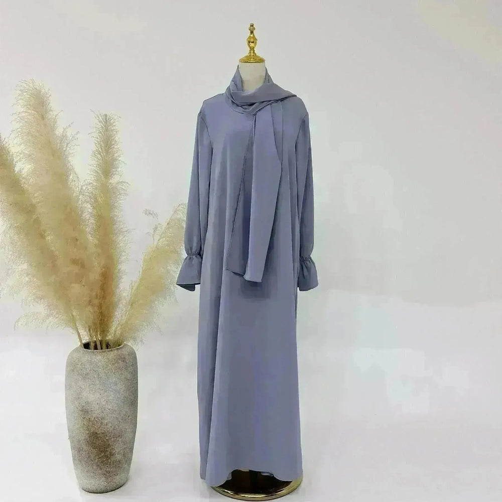 Dubai Turkey Solid Color Small Horn Sleeve Dress - EX-STOCK CANADA