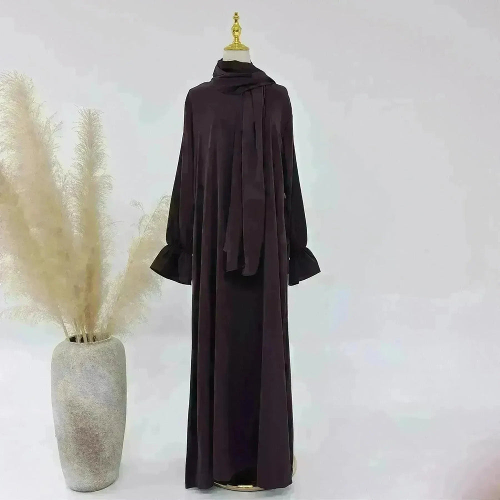 Dubai Turkey Solid Color Small Horn Sleeve Dress - EX-STOCK CANADA