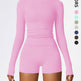 Women's Four Seasons Sports Suit, Women's Long Sleeve Round Neck Sports T-shirt And High Waist Tight Shorts Yoga Suit. EX-STOCK
