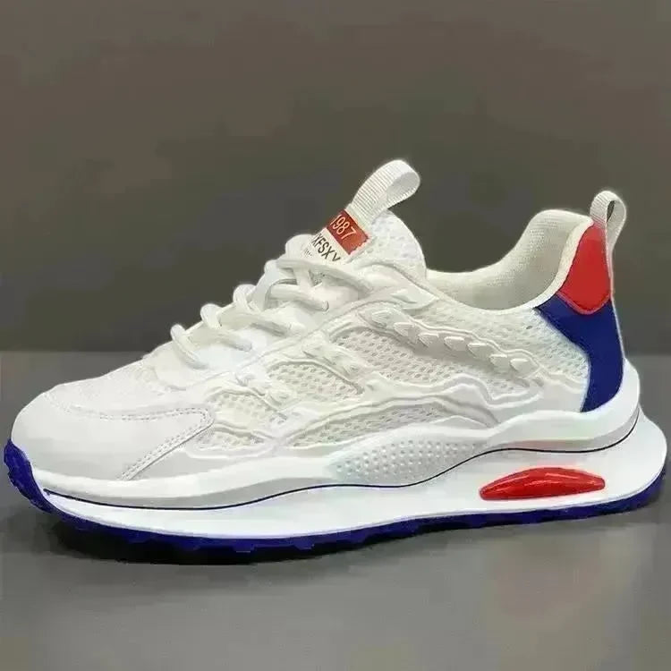 White Laceup Sneakers Fashion Breathable Mesh Flat Shoes Lightweight Versatile Casual Running Walking Shoes - EX-STOCK CANADA