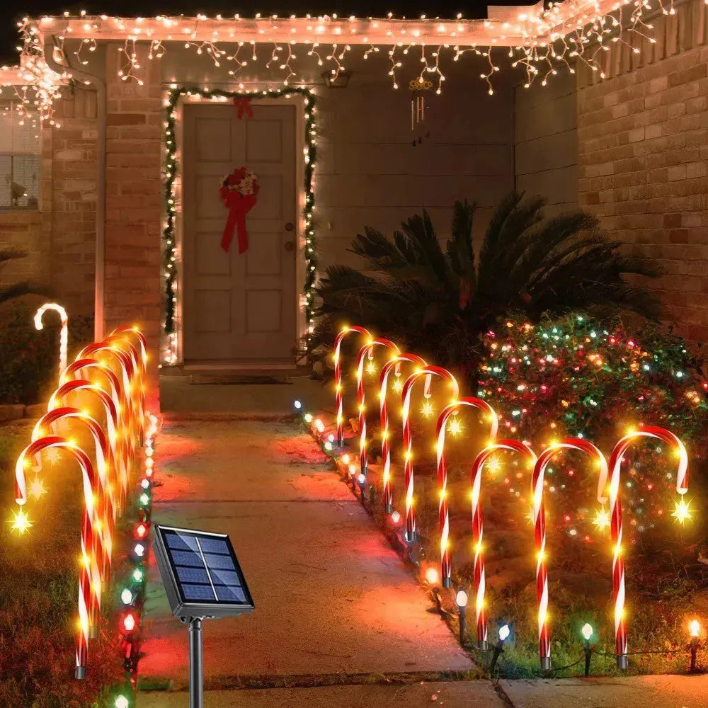Christmas Solar Candy Cane Lamp Set Of 8 - EX-STOCK CANADA