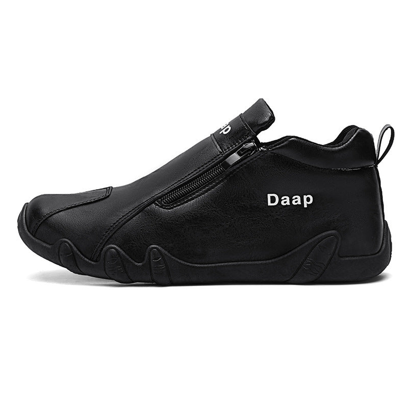 Men's Side-Zip Low-Top Casual Shoes | Black, White & Khaki | 39–44