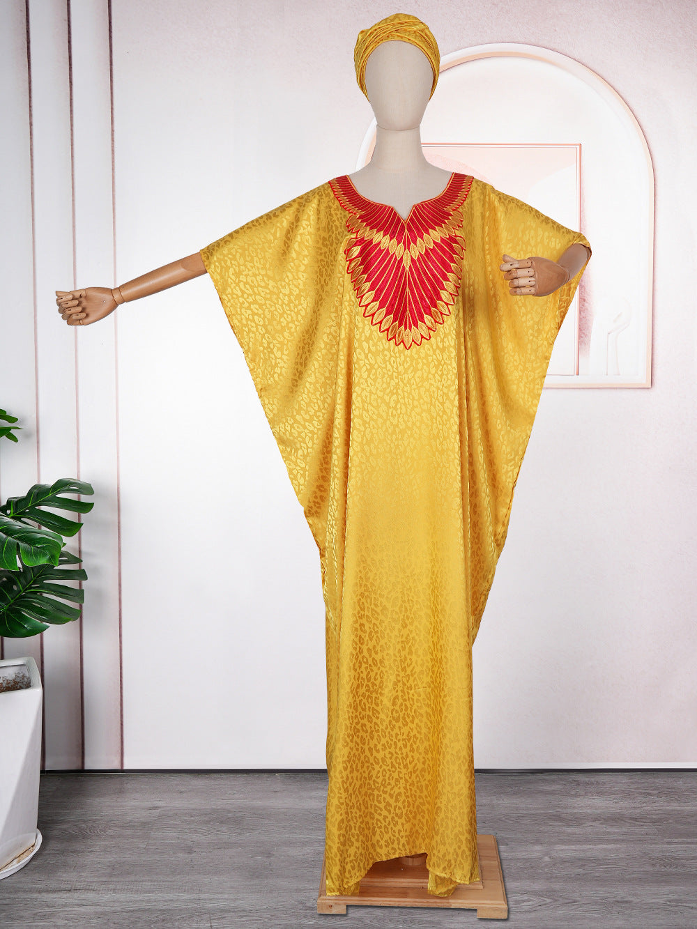 فستان أرجوحة كبير الطراز العرقي الأفريقي للشرق الأوسط من علي إكسبريس ملابس نسائية مسلمة بياقة على شكل V ومقاس كبير EX-STOCK Canada