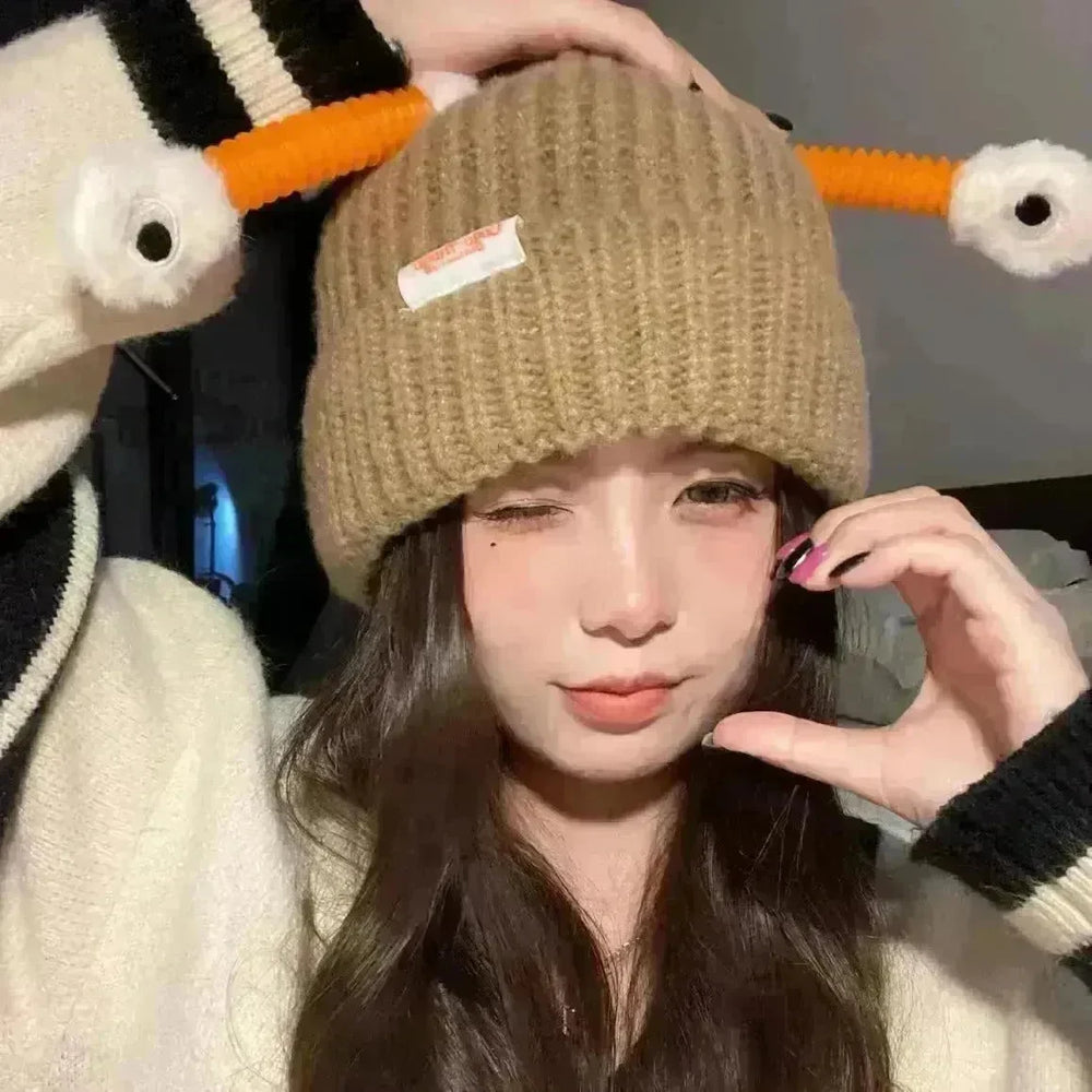 New Cute Luminous Fall Winter Warm Ear Protection Wool Cartoon All-matching Knitted Beanie Hat - EX-STOCK CANADA