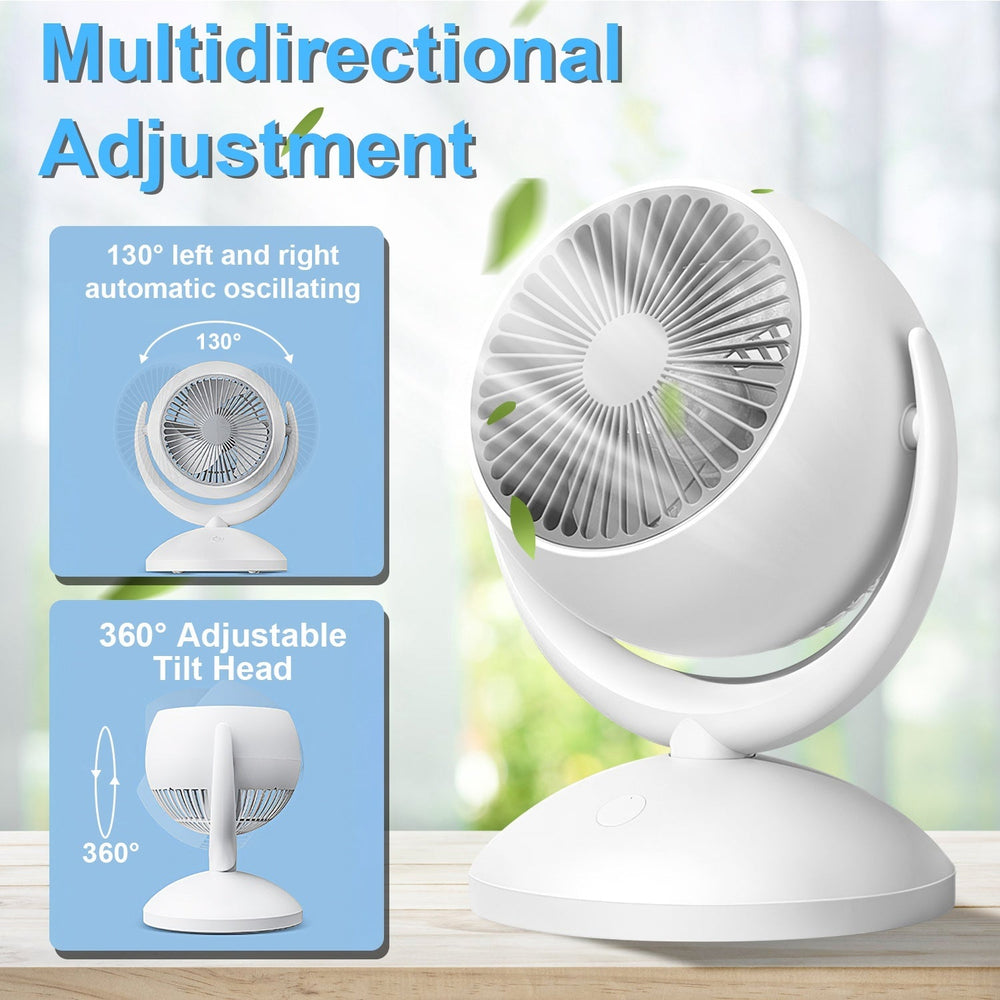 Air Circulator Desk Fan Portable Desktop Rechargeable Oscillating Fan With 4 Speeds 360 Degree Tilt Head Automatic Rotation Quiet 40dB Table Fan For Home Office Bedroom EX-STOCK