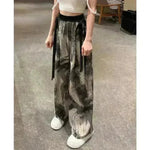 New Painting Ice Silk Wide-leg Baggy Trouser Pants Summer Women - EX-STOCK CANADA
