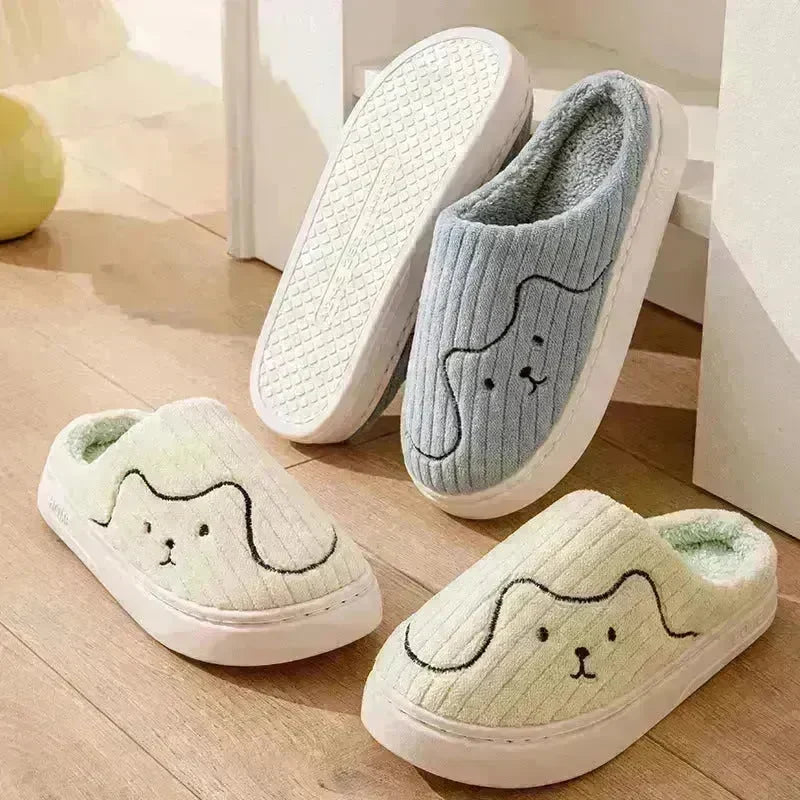 Striped Cat Slippers Indoor Couple Non-slip Floor Bedroom Slipper Winter Warm Plush House Shoes Women Men - EX-STOCK CANADA