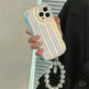 Laser Wave Silicone Phone Case Gradient Laser Stripes Bracelet Case For IPhone 14 13 12 11 Pro Max Plus Bead Chain - EX-STOCK CANADA