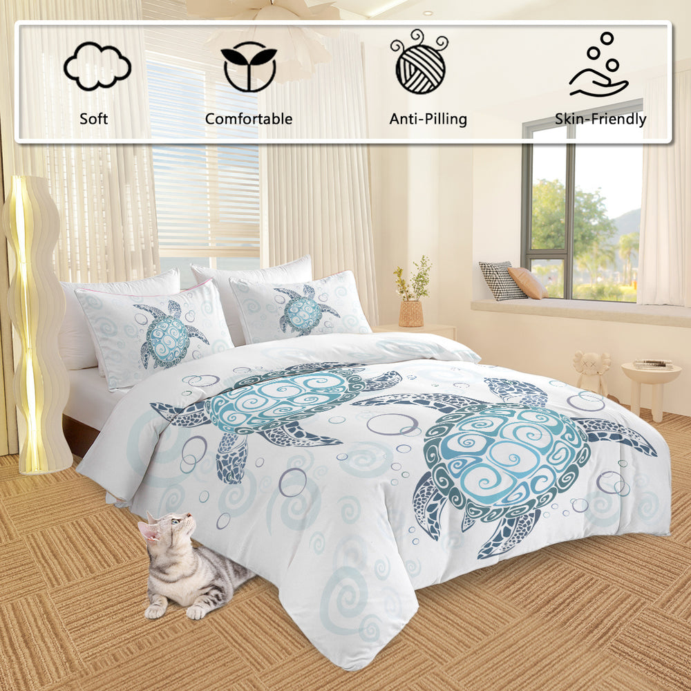 Sea Turtle Bedding Aqua Teal Blue Duvet Cover Sets Beach Turtle Bed Sets Ocean 3 Piece Turtle Themed Comforter Cover With 2 Pillowcases Twin Full Queen King Size EX-STOCK Canada 