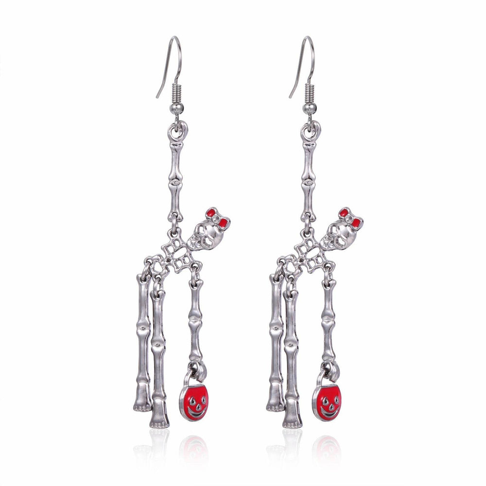 3pcs Halloween Skeleton Earrings And Necklace Set Creative Retro Personality Jewelry Accessories EX-STOCK
