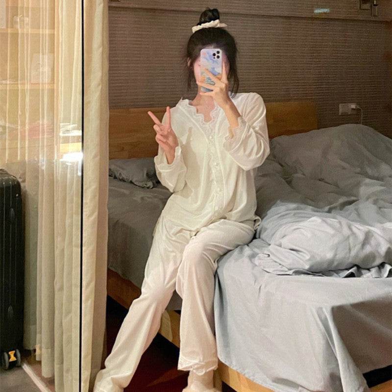 Lace Long-sleeved Pajamas Set For Women - EX-STOCK Canada