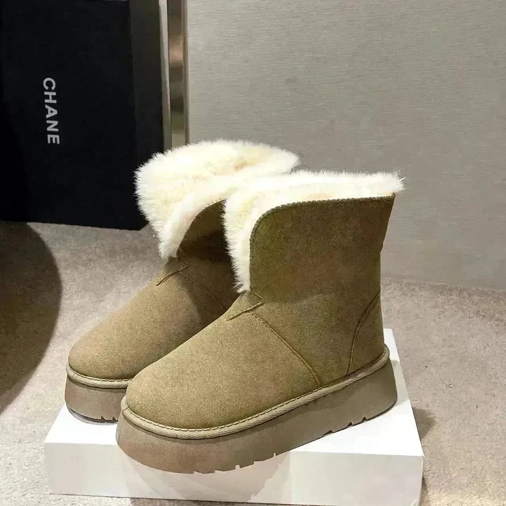 Winter Warm Snow Boots New Fashion Foldable Fleece Cotton Shoes For Women Plus Velvet And Thickened Plush Ankle Boots - EX-STOCK CANADA