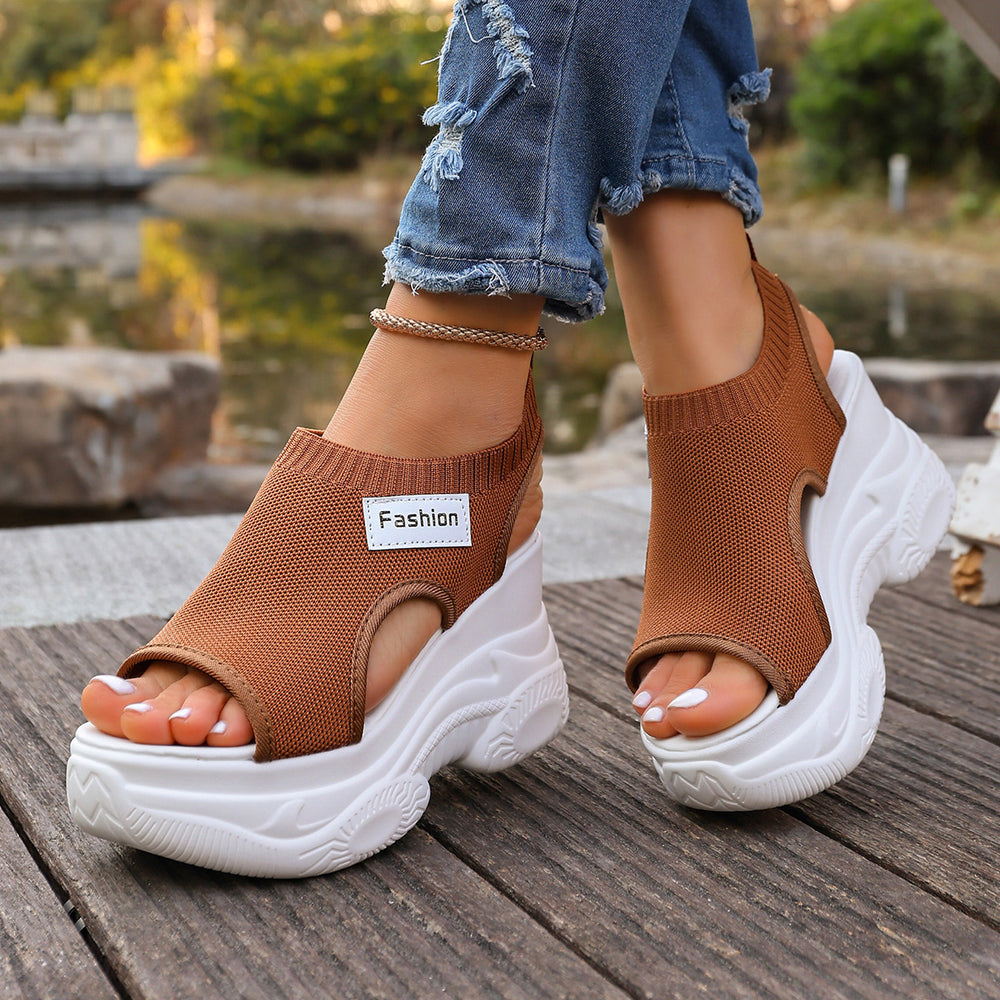 Summer Fishmouth Chunky Wedge Sandals Women's Casual Breathable Footwear Daily Shoes 